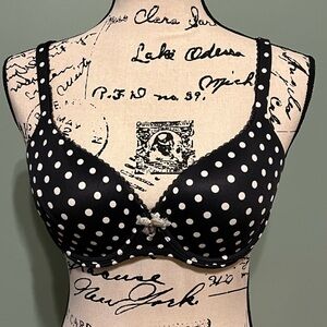 Victoria's Secret Black & White Polka Dot Bra with Sweetheart Neckline